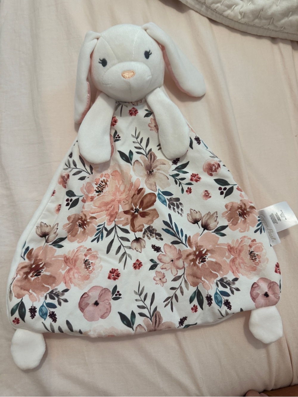 NWOT Copper Pearl Plush Bunny Floral Lovey - Cream & Pink